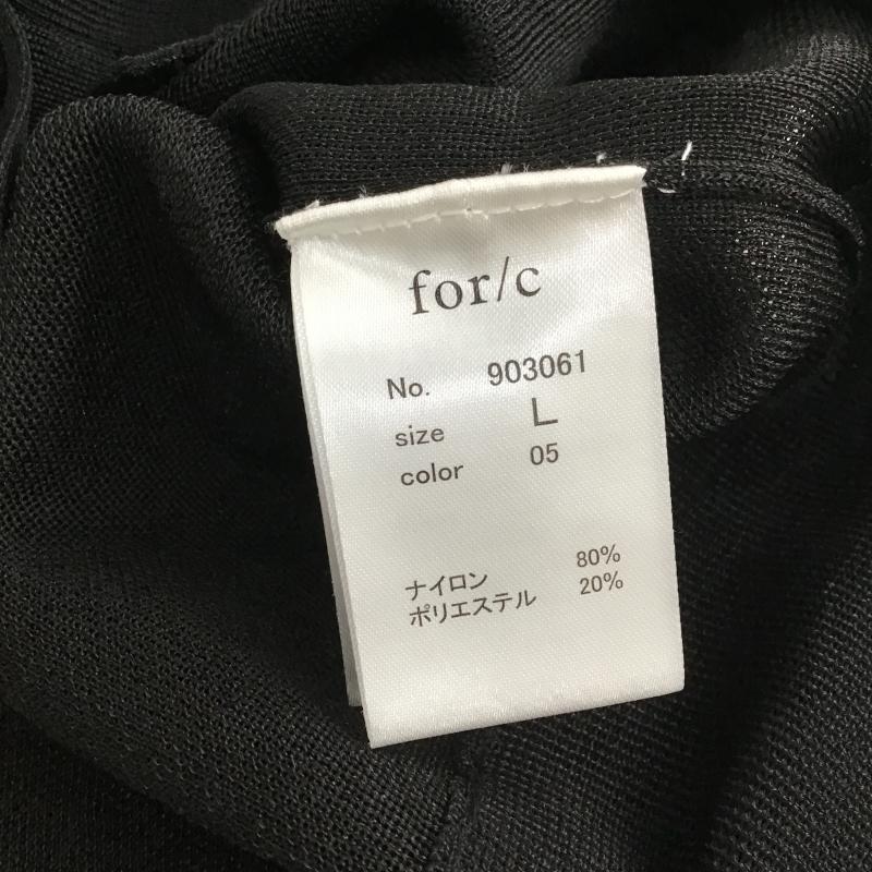 フォーシー for/c カーディガン 長袖 長袖ニットカーディガン 前ボタン ノーカラー L 無地 黒 / ブラック / black レディース USED 古着 中古 10160006