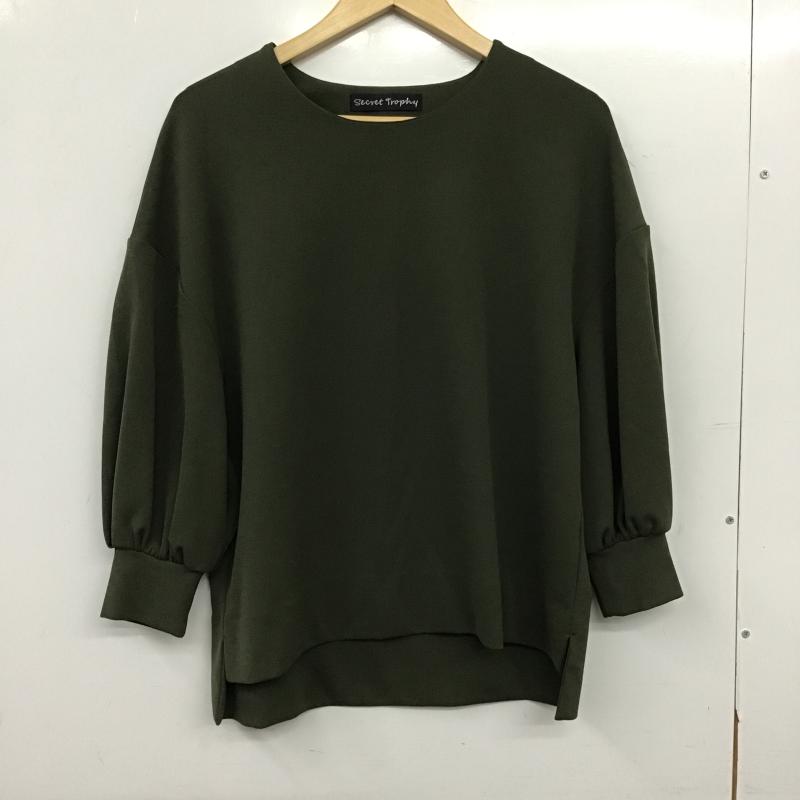 シークレットトロフィー SECRETTROPHY カットソー 長袖 長袖カットソー 無地カットソー クルーネック 38 無地 カーキ / カーキ / khaki レディース USED 古着 中古 10160018