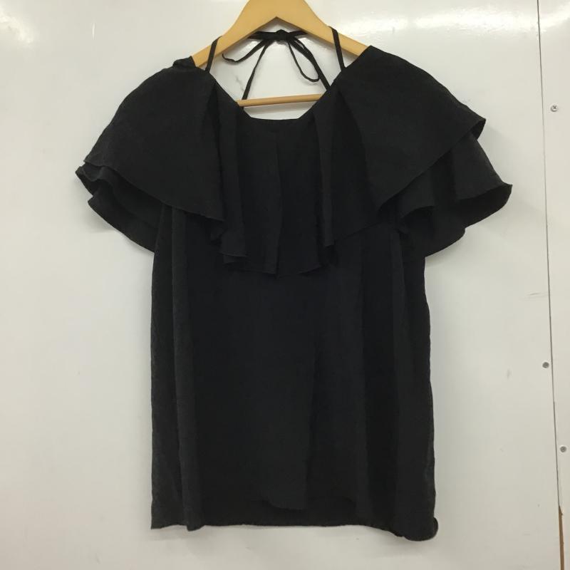 シンプリシテェ Simplicite カットソー 半袖 ノースリーブカットソー フリルカラー 無地 黒 / ブラック / black レディース USED 古着 中古 10160026
