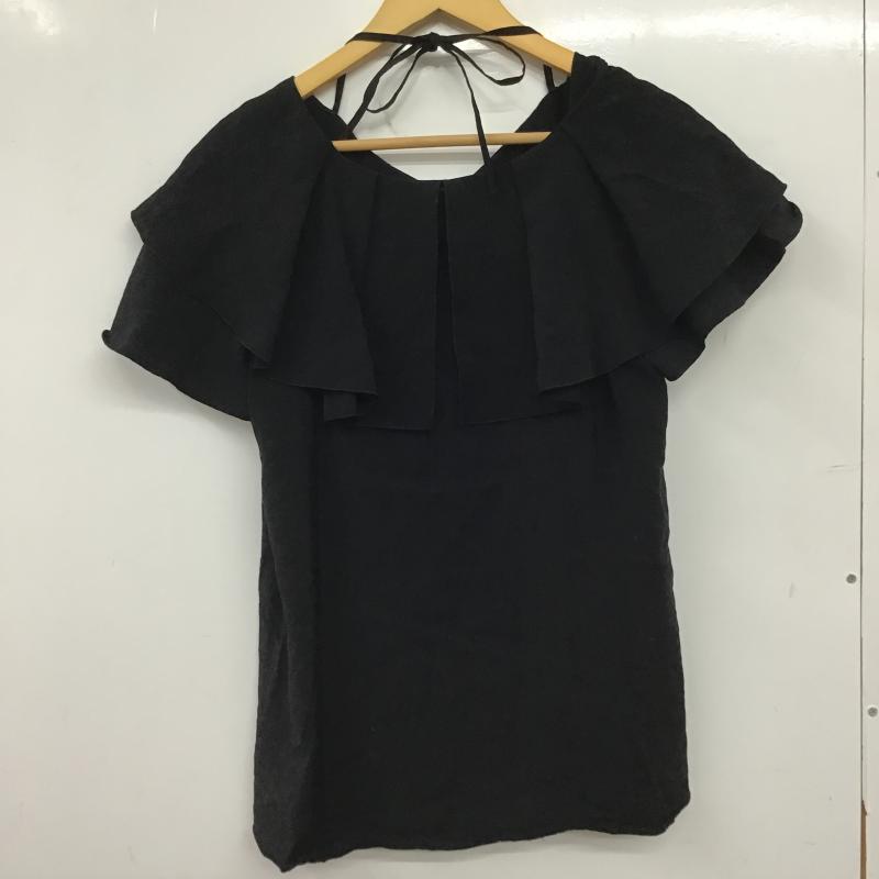 シンプリシテェ Simplicite カットソー 半袖 ノースリーブカットソー フリルカラー 無地 黒 / ブラック / black レディース USED 古着 中古 10160026