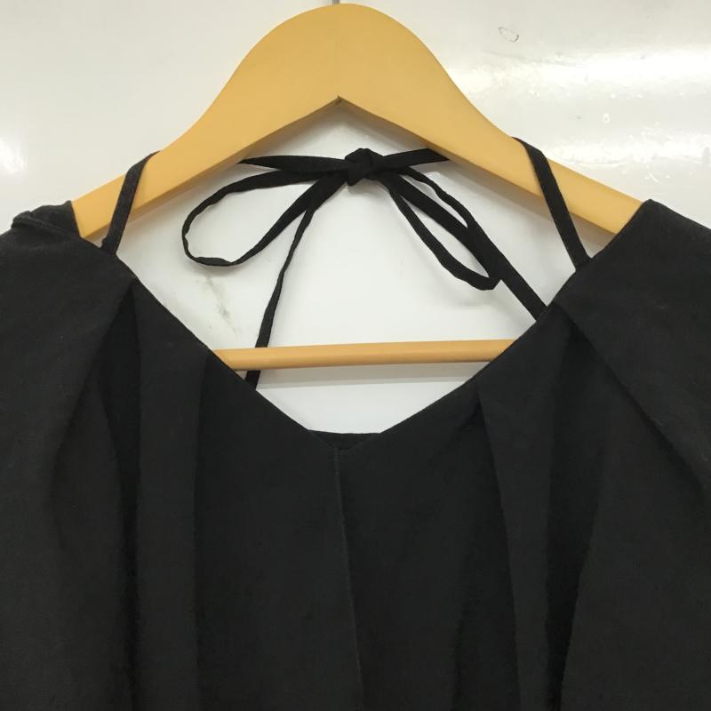 シンプリシテェ Simplicite カットソー 半袖 ノースリーブカットソー フリルカラー 無地 黒 / ブラック / black レディース USED 古着 中古 10160026