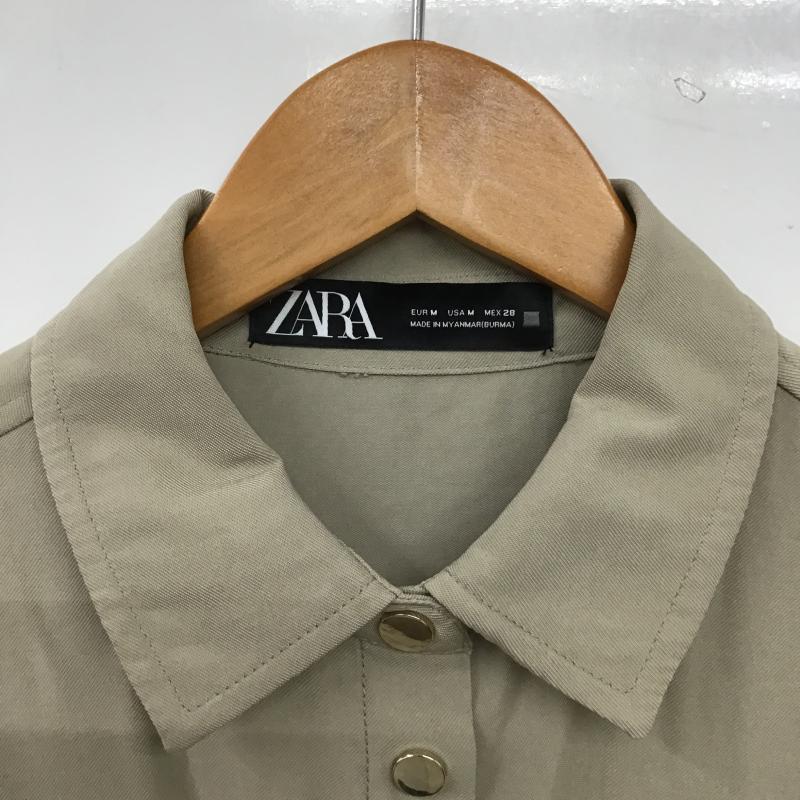 ザラ ZARA ワンピース ひざ丈スカート 長袖シャツワンピース M 無地 ベージュ / ベージュ / beige レディース USED 古着 中古 10160033