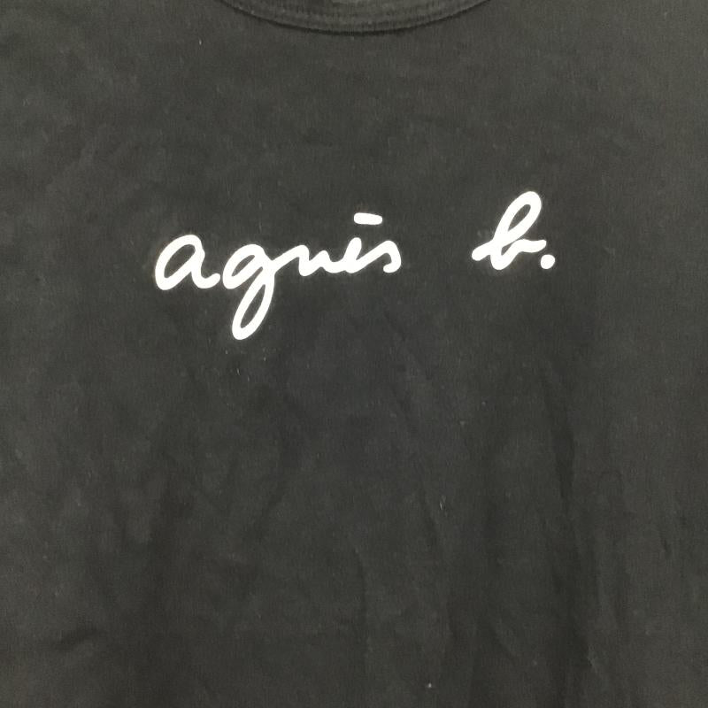 アニエス・ベー agnes b. カットソー 長袖 長袖カットソー プリントカットソー クルーネック ロゴ、文字 黒 / ブラック / black レディース USED 古着 中古 10160039