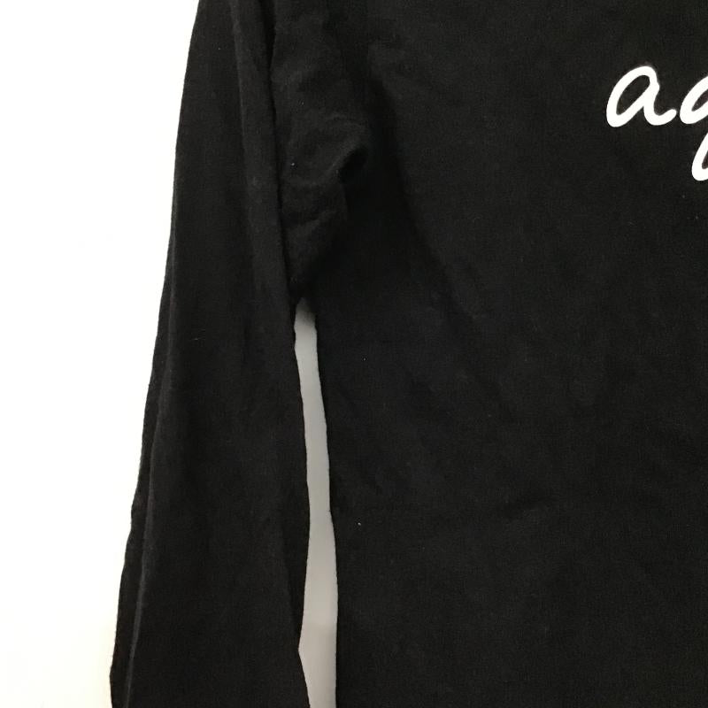 アニエス・ベー agnes b. カットソー 長袖 長袖カットソー プリントカットソー クルーネック ロゴ、文字 黒 / ブラック / black レディース USED 古着 中古 10160039