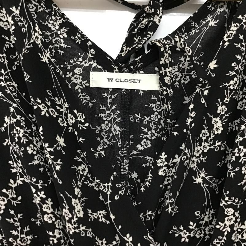 ダブルクローゼット w closet ワンピース ロングスカート 長袖ロングワンピース フレアスカート M プリント 黒 / ブラック / black X 白 / ホワイト / white レディース USED 古着 中古 10160044