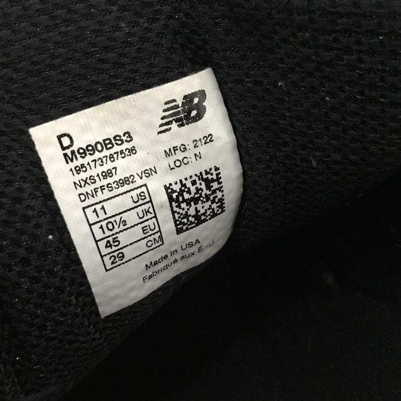 ニューバランス New Balance スニーカー スニーカー M990BS3 MADE IN USA 990v3 29cm 29.0cm ロゴ、文字 黒 / ブラック / black メンズ USED 古着 中古 10160047