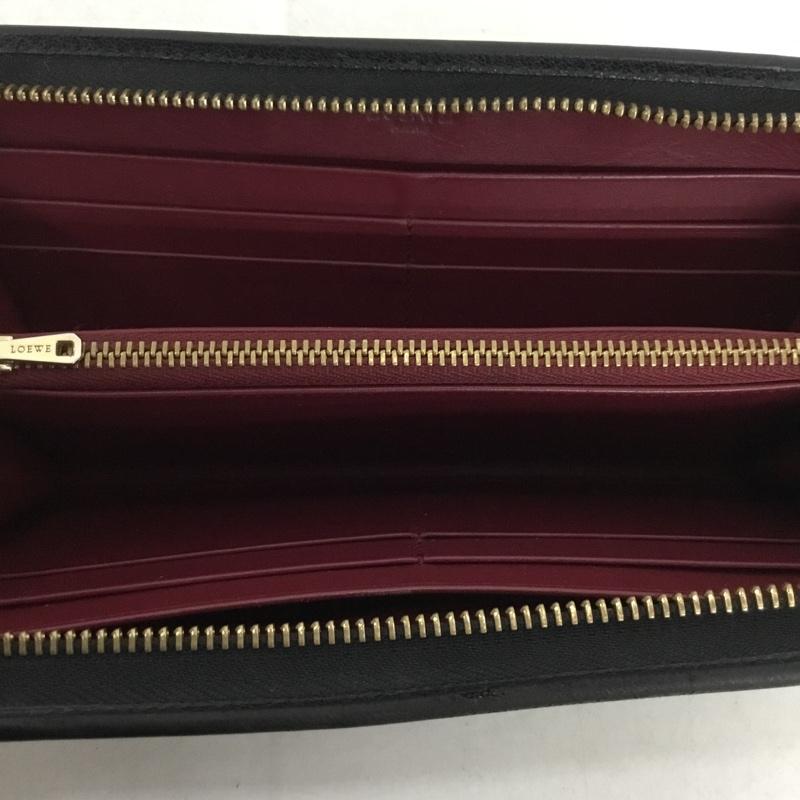 ロエベ LOEWE 財布 長財布 アナグラム ラウンドファスナー 箱有 ワンポイント 黒 / ブラック / black メンズ USED 古着 中古 10160057