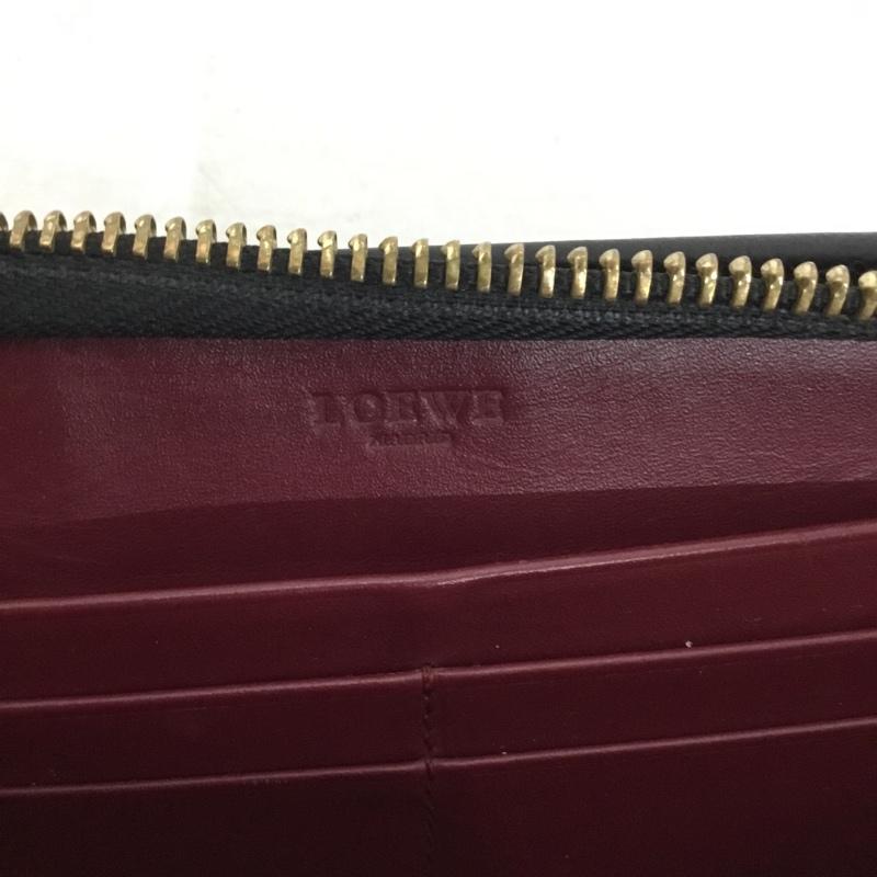 ロエベ LOEWE 財布 長財布 アナグラム ラウンドファスナー 箱有 ワンポイント 黒 / ブラック / black メンズ USED 古着 中古 10160057