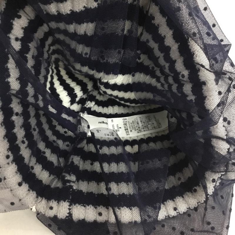 ニコアンド niko and... 帽子 キャップ NKO-617AZ チュール ビーニー FREE ボーダー柄 白 / ホワイト / white X 紺 / ネイビー / navy レディース USED 古着 中古 10160058