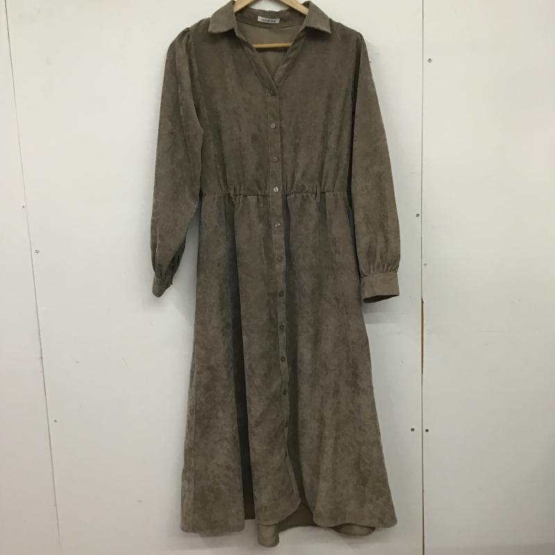 オリーブデオリーブ OLIVE des OLIVE ワンピース ロングスカート 6032090530 シャツコールワンピース ミドル丈 FREE 無地 茶 / ブラウン / brown レディース USED 古着 中古 10160085