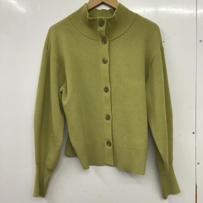 グリーンレーベルリラクシング green label relaxing カーディガン 長袖 3628-119-0845 ハイネック 前後着 2WAY 無地 黄緑 / イエローグリーン / レディース USED 古着 中古 10160088