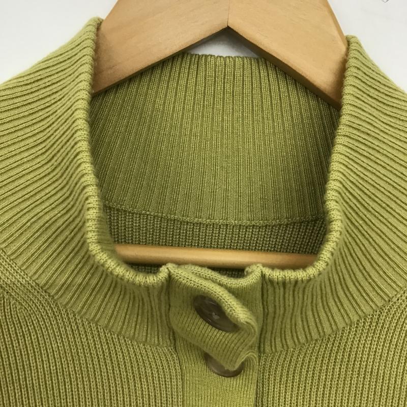 グリーンレーベルリラクシング green label relaxing カーディガン 長袖 3628-119-0845 ハイネック 前後着 2WAY 無地 黄緑 / イエローグリーン / レディース USED 古着 中古 10160088