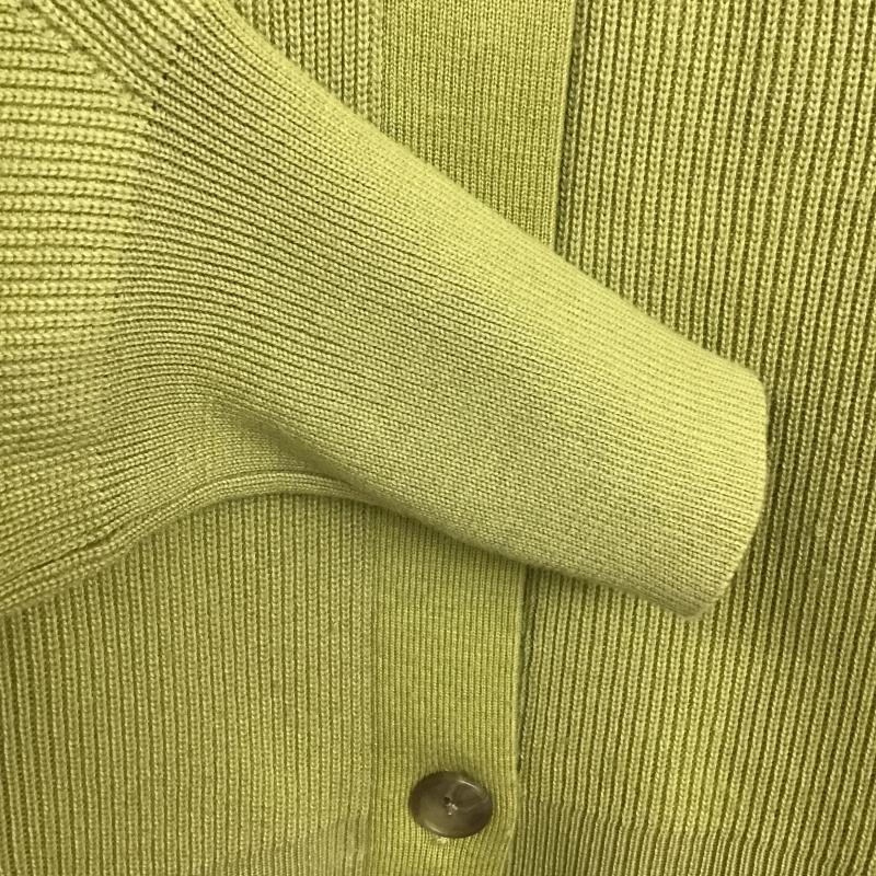 グリーンレーベルリラクシング green label relaxing カーディガン 長袖 3628-119-0845 ハイネック 前後着 2WAY 無地 黄緑 / イエローグリーン / レディース USED 古着 中古 10160088