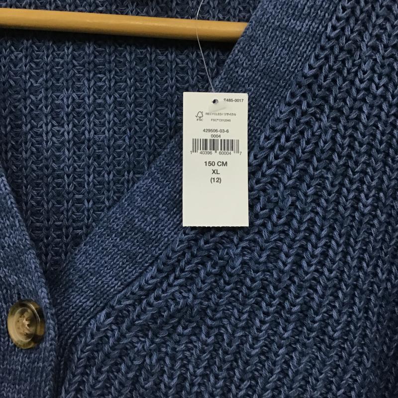 ギャップキッズ GAPKIDS カーディガン 長袖 Vネック タグ付き キッズ 150cm XL 無地 青 / ブルー / blue ガールズ USED 古着 中古 10160093
