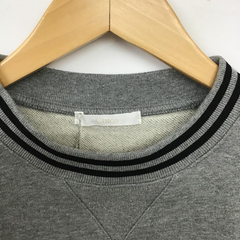 チコ CHICO トレーナー 長袖 長袖トレーナー スウェット クルーネック プルオーバー FREE ロゴ、文字 灰 / グレー / gray レディース USED 古着 中古 10160117