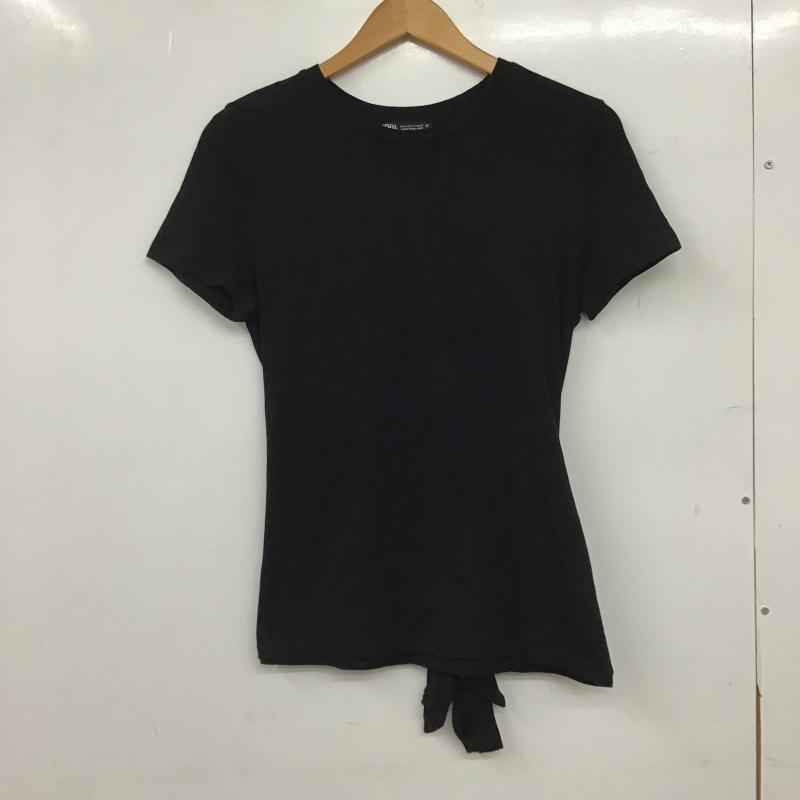 ザラ ZARA Tシャツ 半袖 半袖カットソー プリントTシャツ クルーネックカットソー M 無地 黒 / ブラック / black レディース USED 古着 中古 10160130