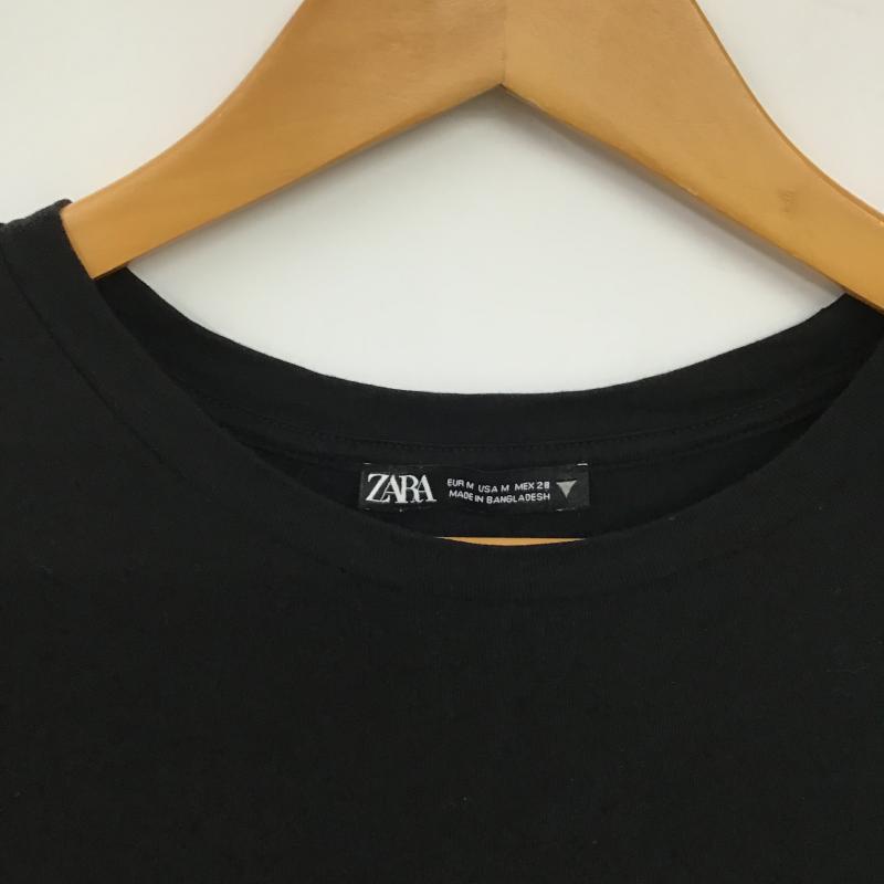 ザラ ZARA Tシャツ 半袖 半袖カットソー プリントTシャツ クルーネックカットソー M 無地 黒 / ブラック / black レディース USED 古着 中古 10160130