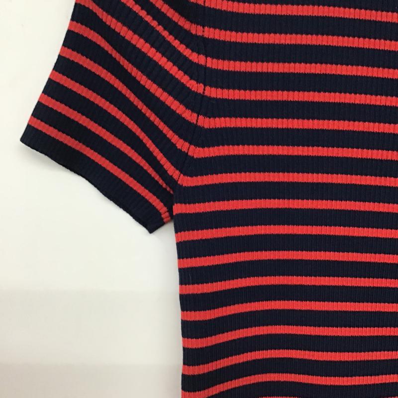 ザラ ZARA ニット、セーター 半袖 半袖ニットカットソー クルーネック セーター S ボーダー柄 赤 / レッド / red X 紺 / ネイビー / navy レディース USED 古着 中古 10160132