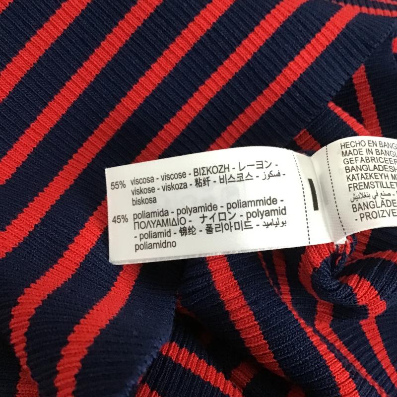 ザラ ZARA ニット、セーター 半袖 半袖ニットカットソー クルーネック セーター S ボーダー柄 赤 / レッド / red X 紺 / ネイビー / navy レディース USED 古着 中古 10160132