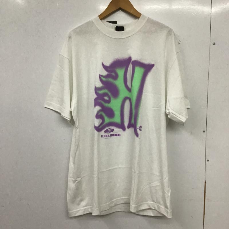 ハフ HUF Tシャツ 半袖 半袖カットソー プリントTシャツ クルーネックカットソー L プリント 白 / ホワイト / white メンズ USED 古着 中古 10160154