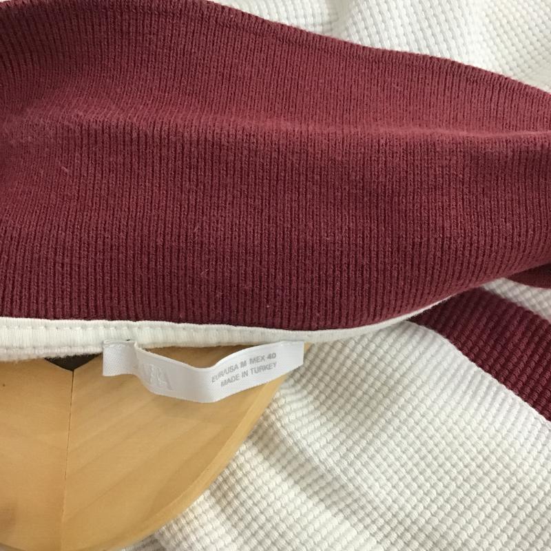 ザラ ZARA カットソー 長袖 長袖カットソー プリントカットソー M ロゴ、文字 アイボリー / アイボリー / X えんじ / ワインレッド / dark red メンズ USED 古着 中古 10160155
