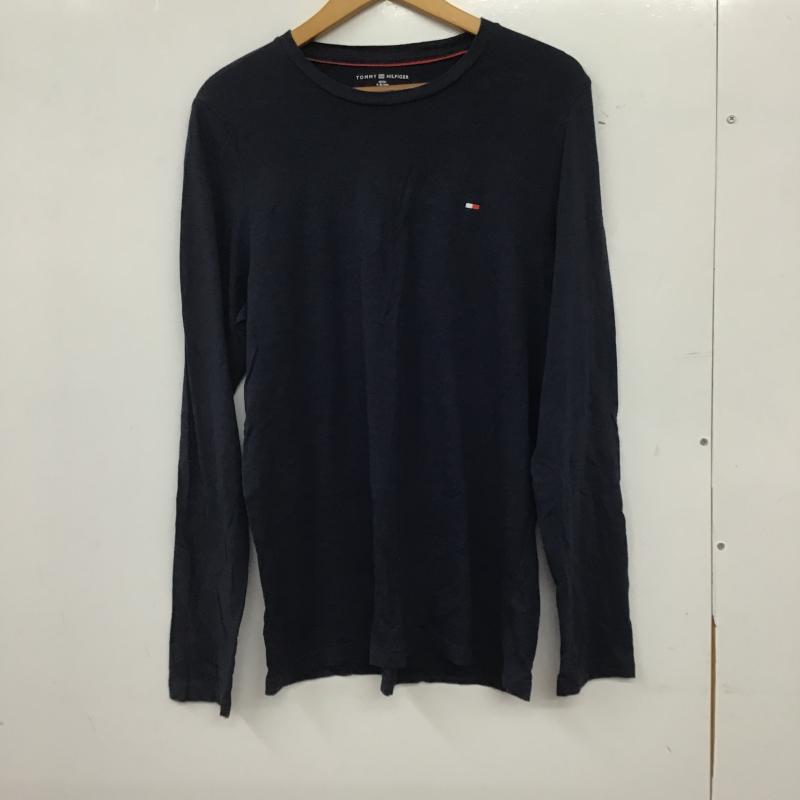トミーヒルフィガー TOMMY HILFIGER カットソー 長袖 長袖カットソー プリントカットソー クルーネック S ロゴ、文字 紺 / ネイビー / navy メンズ USED 古着 中古 10160159