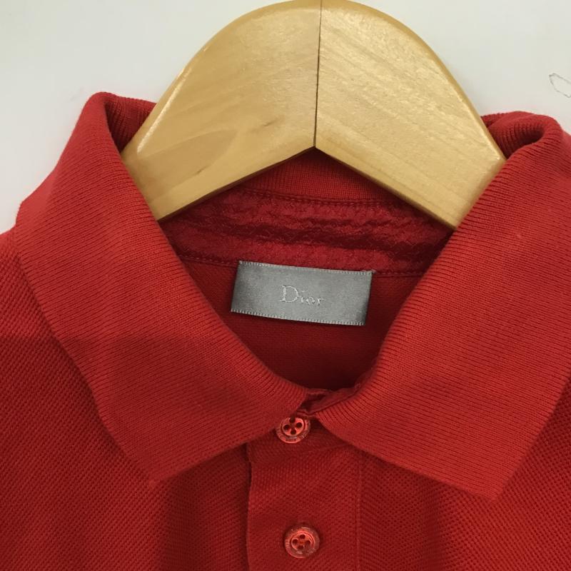 ディオール DIOR ポロシャツ 半袖 半袖ポロシャツ カラーシャツ 半袖カットソー 46 ロゴ、文字 赤 / レッド / red メンズ USED 古着 中古 10160160