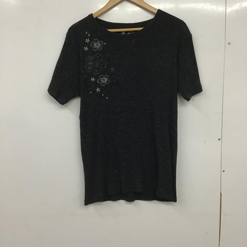 ミヤビムスビ 雅結 Tシャツ 半袖 半袖カットソー プリントTシャツ クルーネックカットソー XL 刺繍 ダークグレー / ダークグレー / メンズ USED 古着 中古 10160184