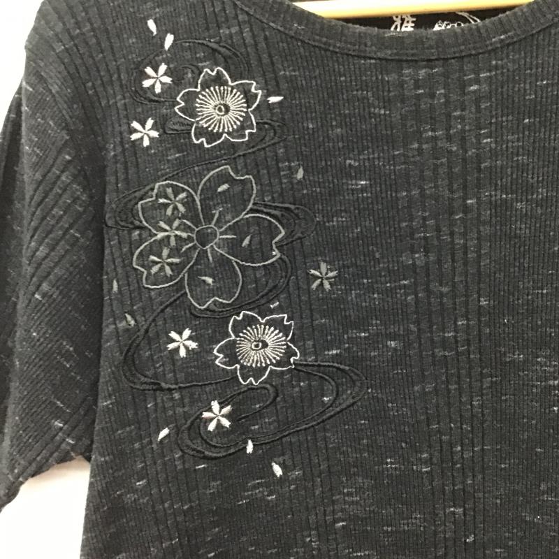 ミヤビムスビ 雅結 Tシャツ 半袖 半袖カットソー プリントTシャツ クルーネックカットソー XL 刺繍 ダークグレー / ダークグレー / メンズ USED 古着 中古 10160184
