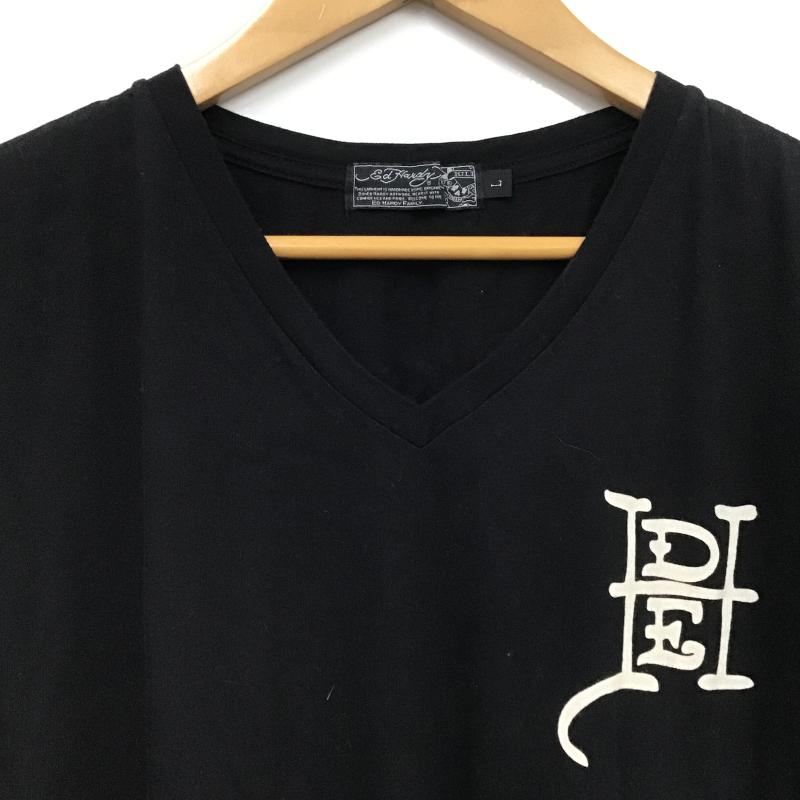 エドハーディー Ed Hardy Tシャツ 半袖 Vネック L ロゴ、文字 黒 / ブラック / black メンズ USED 古着 中古 10160211