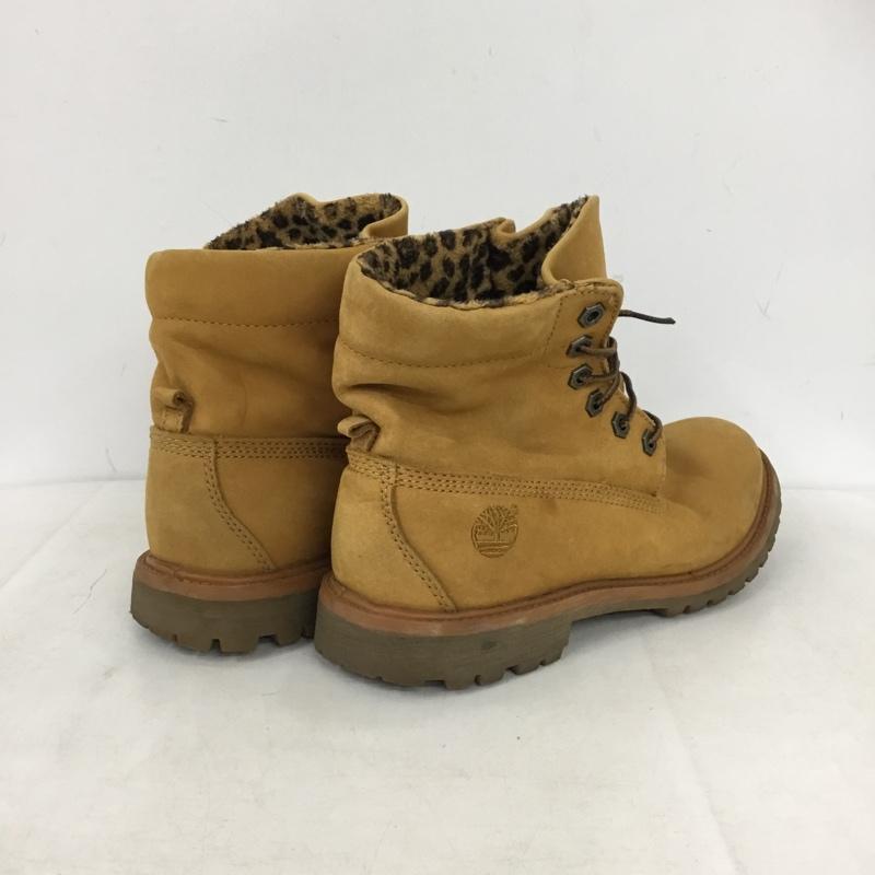 ティンバーランド Timberland ブーツ ショートブーツ 8139A オーセンティックス ロールトップ ウィート レオパード 24.5cm 24.5cm ワンポイント キャメル / キャメル / レディース USED 古着 中古 10160222