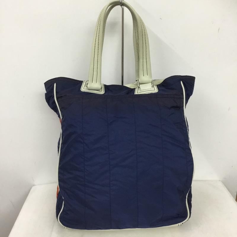 プラダ PRADA トートバッグ トートバッグ ナイロンバッグ ロゴ、文字 白 / ホワイト / white X 橙 / オレンジ / orange X 紺 / ネイビー / navy メンズ USED 古着 中古 10160248