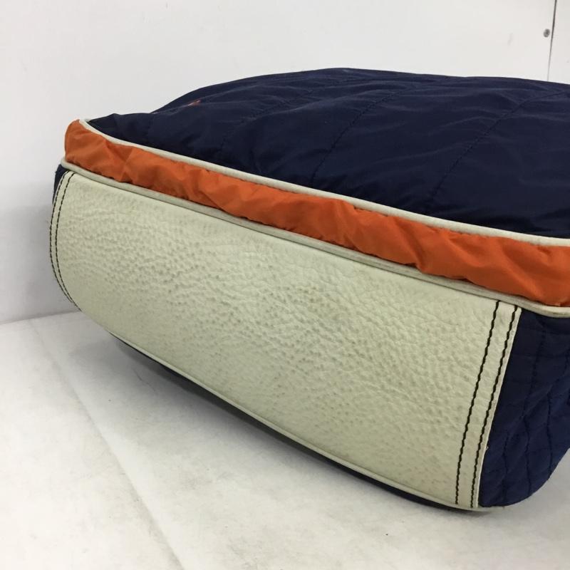 プラダ PRADA トートバッグ トートバッグ ナイロンバッグ ロゴ、文字 白 / ホワイト / white X 橙 / オレンジ / orange X 紺 / ネイビー / navy メンズ USED 古着 中古 10160248
