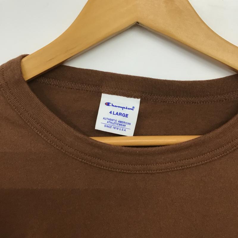 チャンピオン Champion Tシャツ 長袖 長袖カットソー プリントカットソー クルーネック 4L ロゴ、文字 茶 / ブラウン / brown メンズ USED 古着 中古 10160265