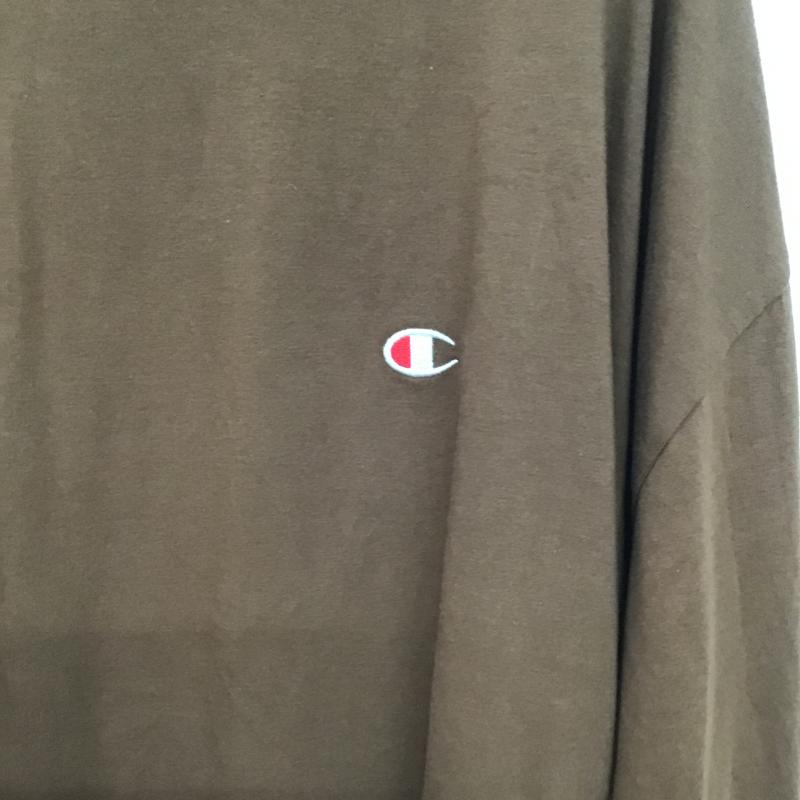 チャンピオン Champion Tシャツ 長袖 長袖カットソー プリントカットソー クルーネック 4L ロゴ、文字 茶 / ブラウン / brown メンズ USED 古着 中古 10160265