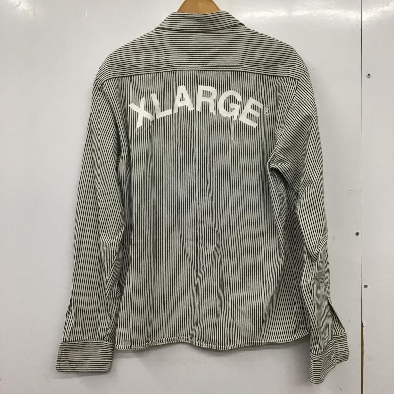 エクストララージ XLARGE シャツ、ブラウス 長袖 長袖シャツ ストライプシャツ カラーシャツ M ストライプ オフホワイト / オフホワイト / X 紺 / ネイビー / navy メンズ USED 古着 中古 10160268