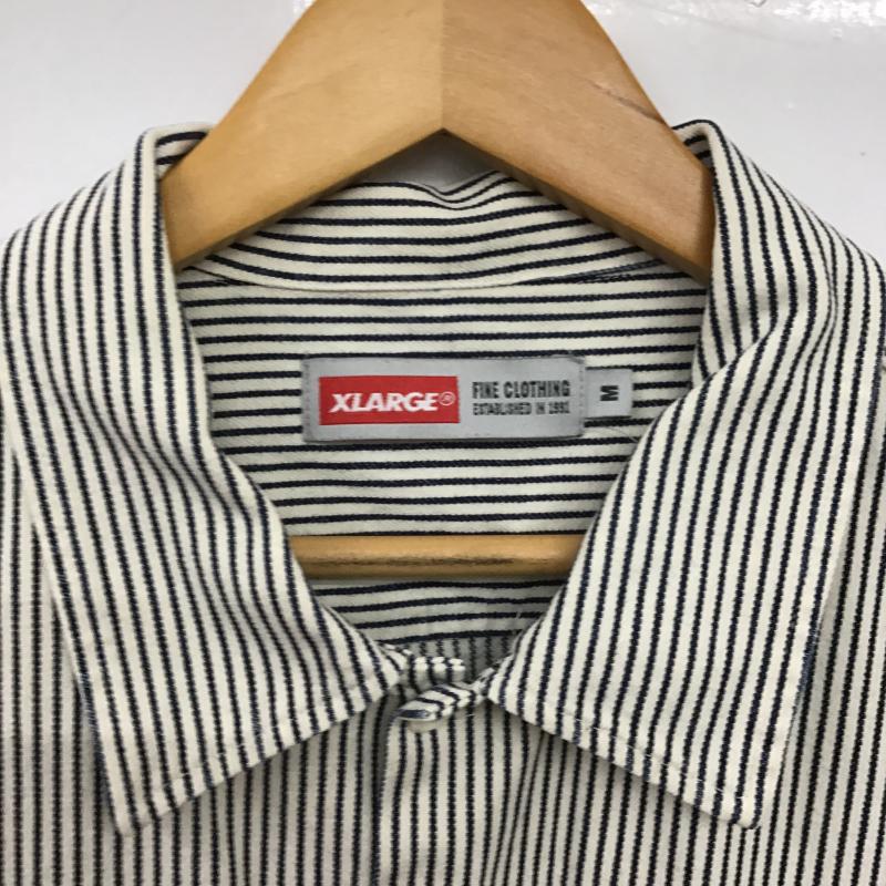 エクストララージ XLARGE シャツ、ブラウス 長袖 長袖シャツ ストライプシャツ カラーシャツ M ストライプ オフホワイト / オフホワイト / X 紺 / ネイビー / navy メンズ USED 古着 中古 10160268