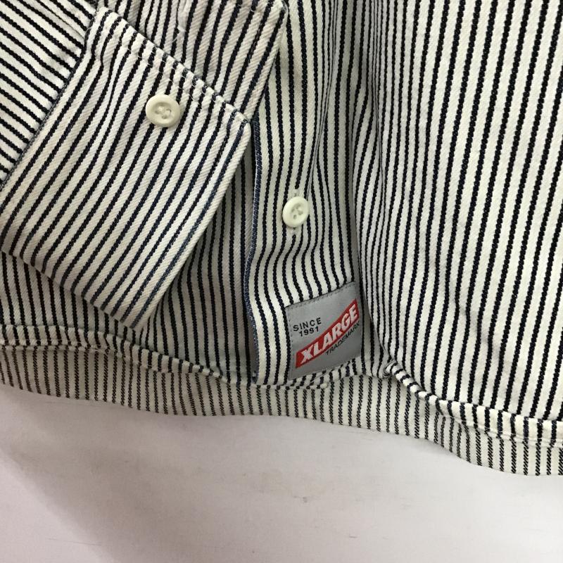 エクストララージ XLARGE シャツ、ブラウス 長袖 長袖シャツ ストライプシャツ カラーシャツ M ストライプ オフホワイト / オフホワイト / X 紺 / ネイビー / navy メンズ USED 古着 中古 10160268