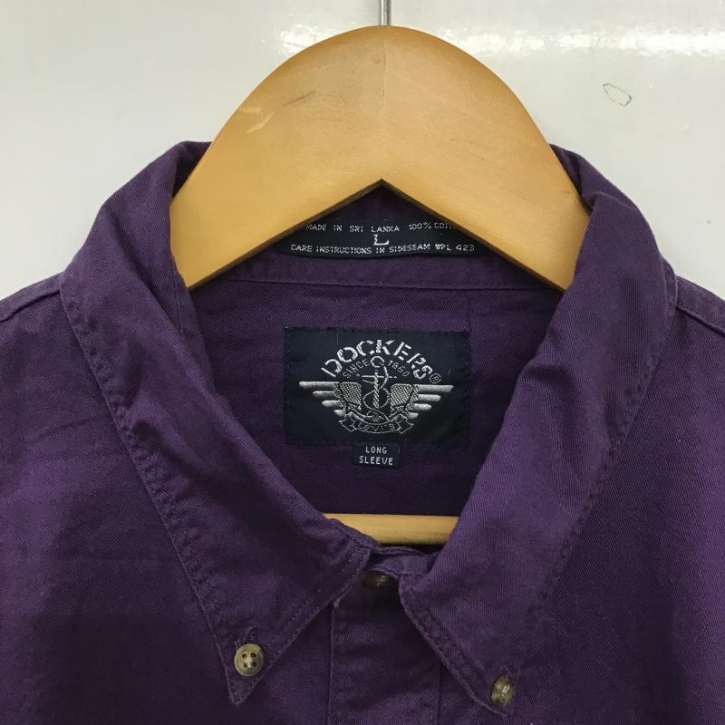 ドッカーズ DOCKERS シャツ、ブラウス 長袖 長袖シャツ 無地シャツ カラーシャツ L ロゴ、文字 紫 / パープル / purple メンズ USED 古着 中古 10160270