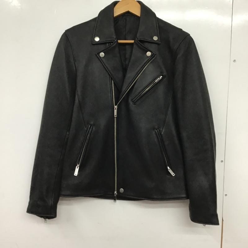 ステュディオス STUDIOUS ジャケット、上着 ジャンパー、ブルゾン ライダースジャケット ラムレザー 2 無地 黒 / ブラック / black メンズ USED 古着 中古 10160272