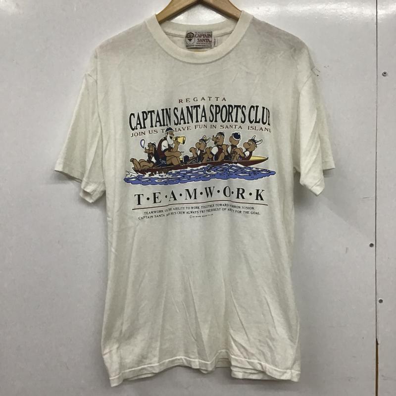 キャプテンサンタ CAPTAINSANTA Tシャツ 半袖 半袖カットソー プリントTシャツ クルーネックカットソー M プリント 白 / ホワイト / white メンズ USED 古着 中古 10160275
