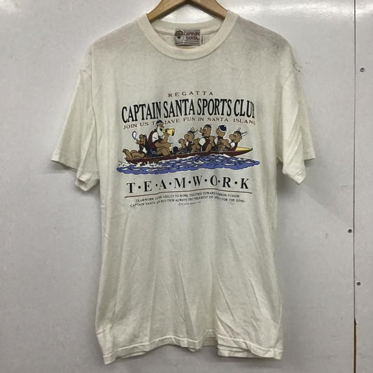 キャプテンサンタ CAPTAINSANTA Tシャツ 半袖 半袖カットソー プリントTシャツ クルーネックカットソー M プリント 白 / ホワイト / white メンズ USED 古着 中古 10160275