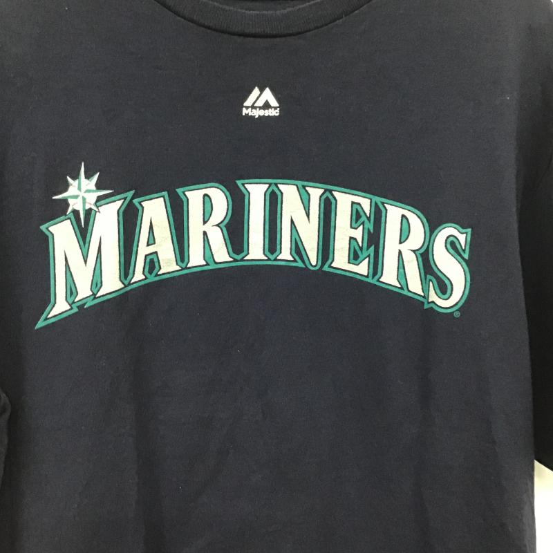マジェスティック MAJESTIC Tシャツ 半袖 半袖カットソー プリントTシャツ クルーネックカットソー L ロゴ、文字 紺 / ネイビー / navy メンズ USED 古着 中古 10160278