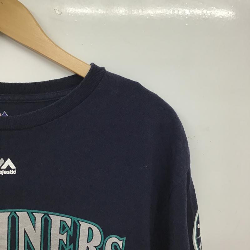 マジェスティック MAJESTIC Tシャツ 半袖 半袖カットソー プリントTシャツ クルーネックカットソー L ロゴ、文字 紺 / ネイビー / navy メンズ USED 古着 中古 10160278