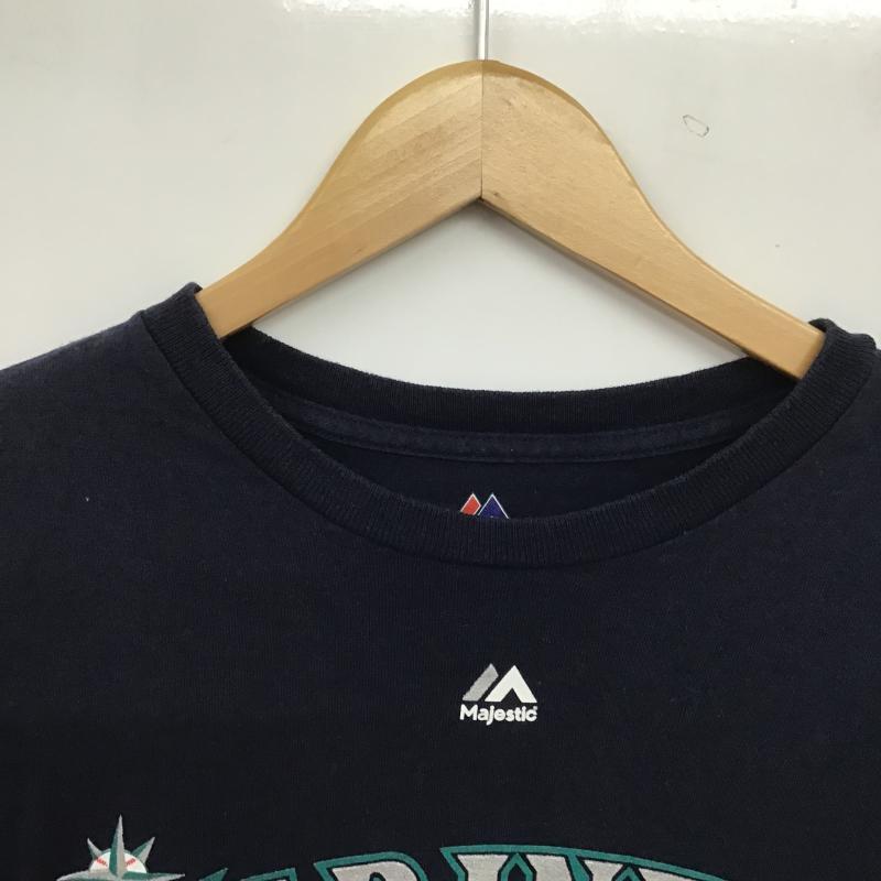 マジェスティック MAJESTIC Tシャツ 半袖 半袖カットソー プリントTシャツ クルーネックカットソー L ロゴ、文字 紺 / ネイビー / navy メンズ USED 古着 中古 10160278