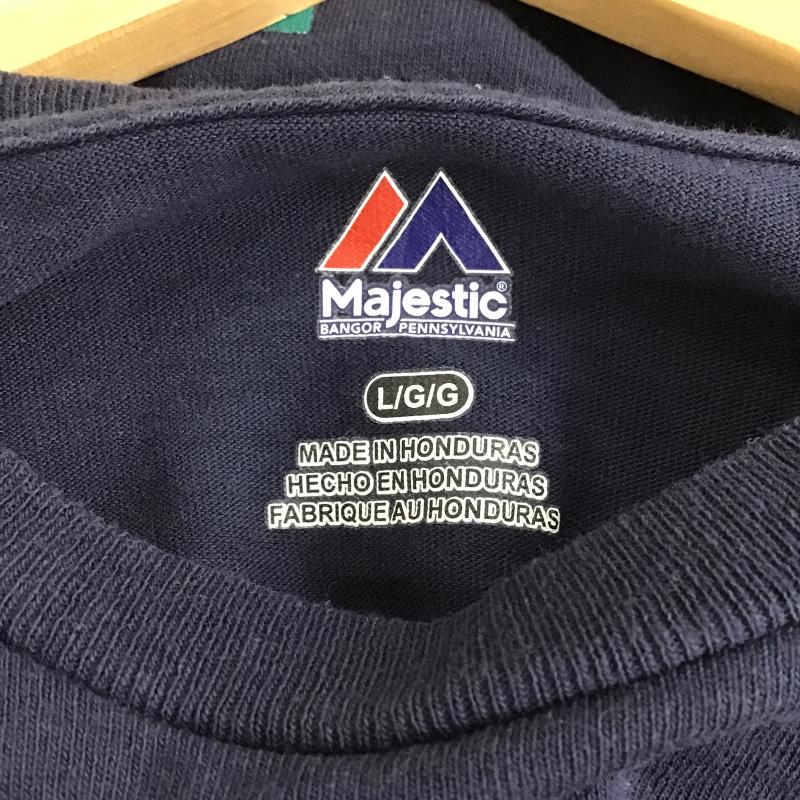 マジェスティック MAJESTIC Tシャツ 半袖 半袖カットソー プリントTシャツ クルーネックカットソー L ロゴ、文字 紺 / ネイビー / navy メンズ USED 古着 中古 10160278