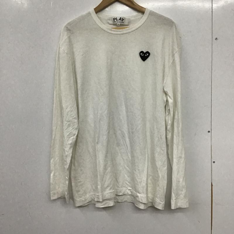 プレイコムデギャルソン PLAY COMME des GARCONS カットソー 長袖 長袖カットソー プリントカットソー クルーネック XXL ロゴ、文字 白 / ホワイト / white メンズ USED 古着 中古 10160279