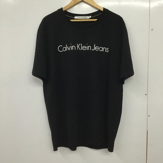 カルヴァン クライン ジーンズ Calvin Klein Jeans Tシャツ 半袖 半袖カットソー プリントTシャツ クルーネックカットソー L ロゴ、文字 黒 / ブラック / black メンズ USED 古着 中古 10160280
