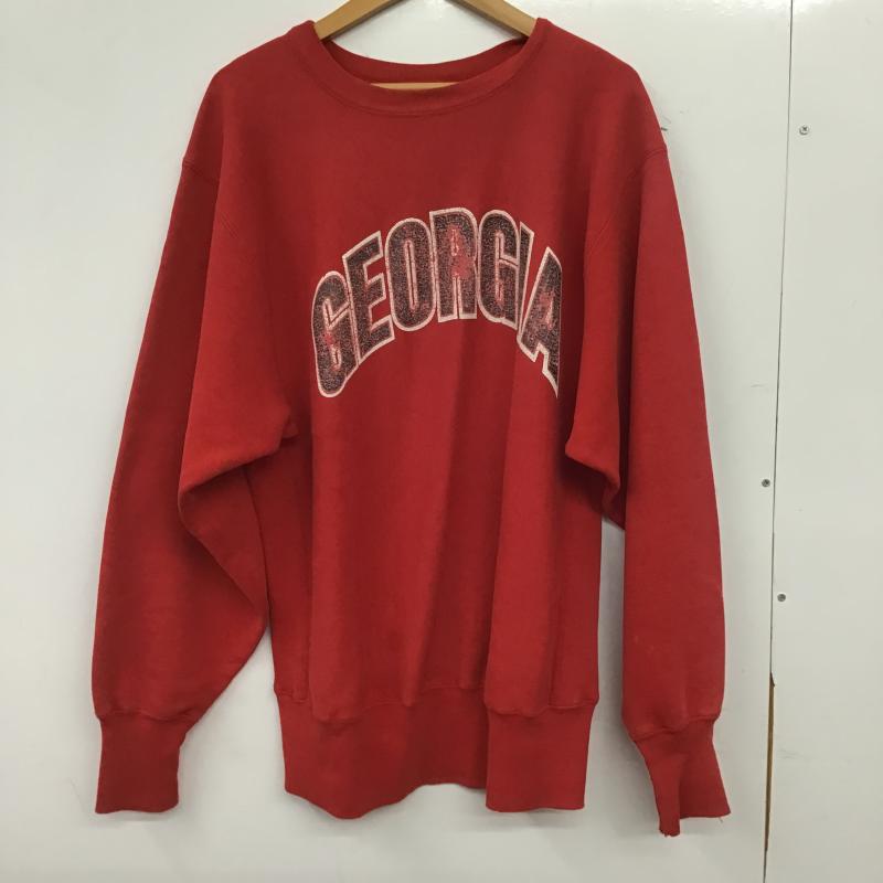 チャンピオン Champion トレーナー 長袖 長袖トレーナー スウェット クルーネック プルオーバー L ロゴ、文字 赤 / レッド / red メンズ USED 古着 中古 10160284