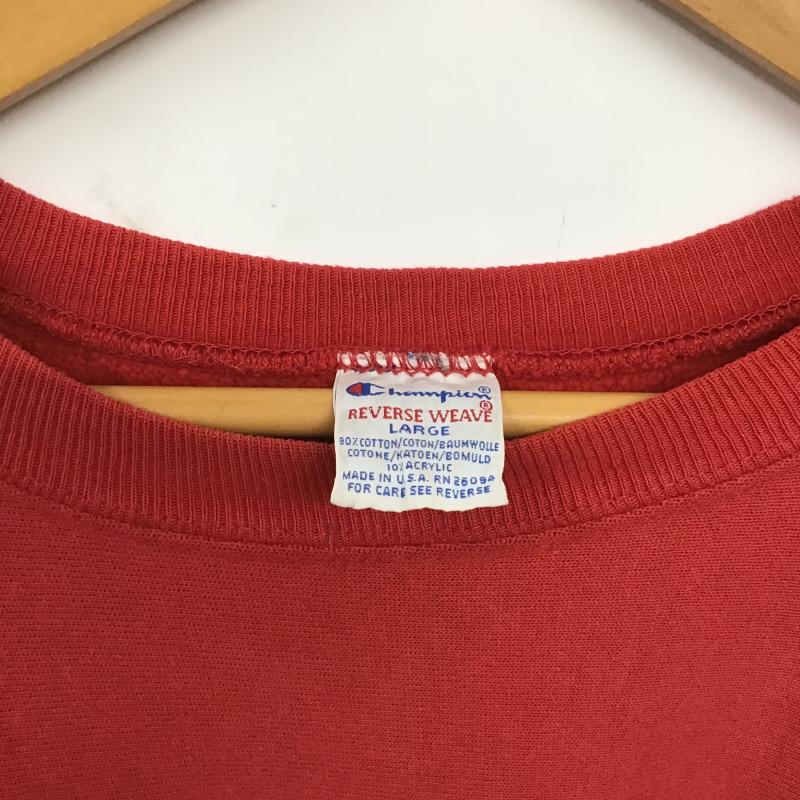 チャンピオン Champion トレーナー 長袖 長袖トレーナー スウェット クルーネック プルオーバー L ロゴ、文字 赤 / レッド / red メンズ USED 古着 中古 10160284